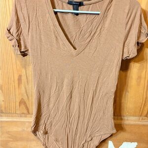 Forever 21 Women's Tan V-Neck Top